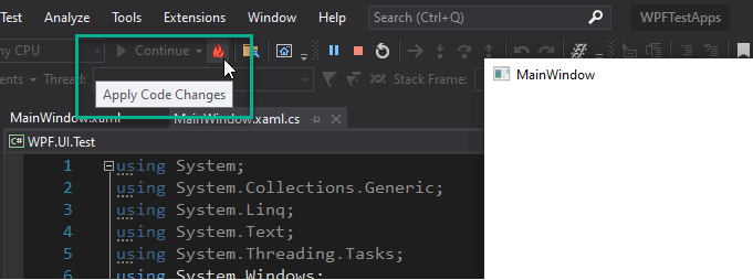 Fast feedback with the Hot Reload feature