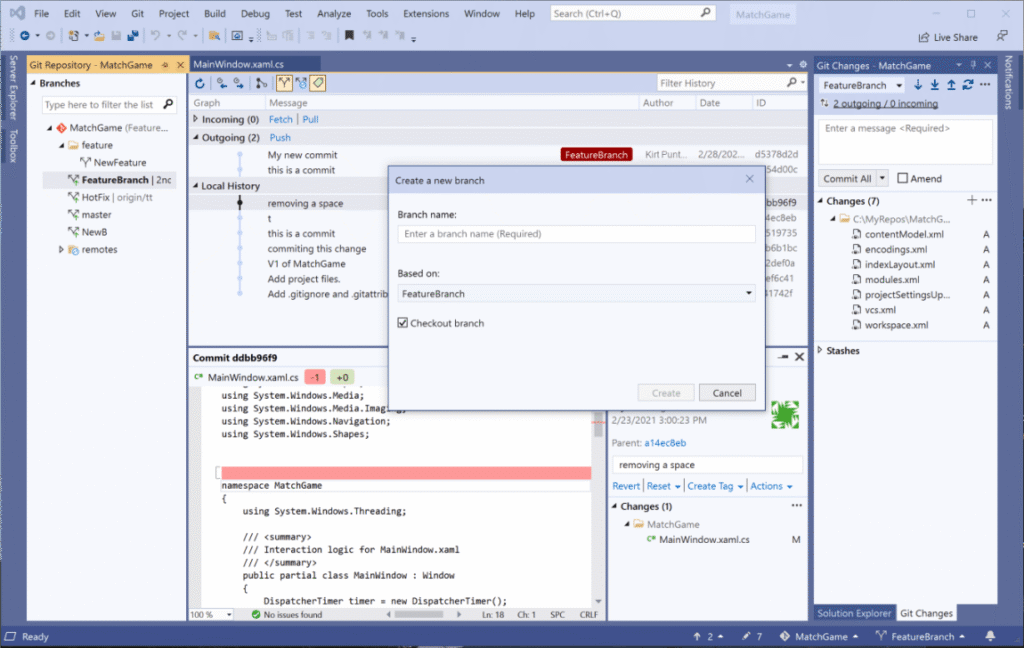Use Visual Studio's Internal Git