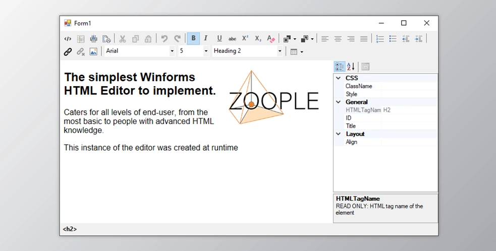Download Zoople HTML Editor .NET for Winforms v2.1.1.271 (20 Sep 2021) + CRACK