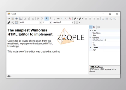 Download Zoople HTML Editor .NET for Winforms v2.1.1.271 (20 Sep 2021) + CRACK