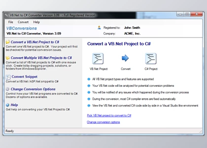 VBConversions VB.Net to C# Converter Pro v5.09 Retail + License Key