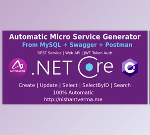 Download MySQL to Dot Net Core Automatic REST API Generator + JWT Auth + Swagger + Postman